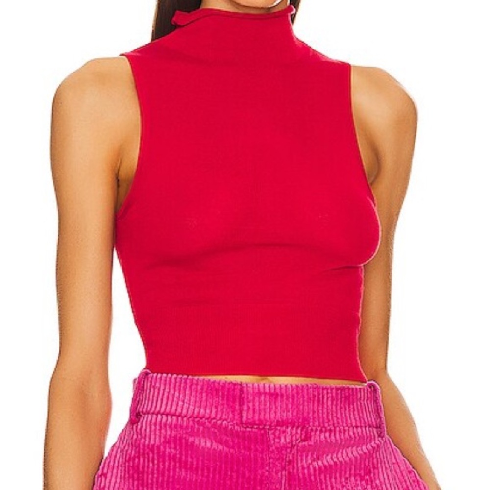 NWT Revolve L’academie Red Sheer Eldon Sleeveless Knit Turtleneck Tank XXS